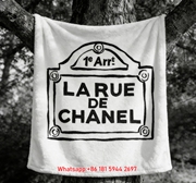 Chanel Street Sign Flannel Sofa Throw Blanket Luxury Home Decor IMG_6638